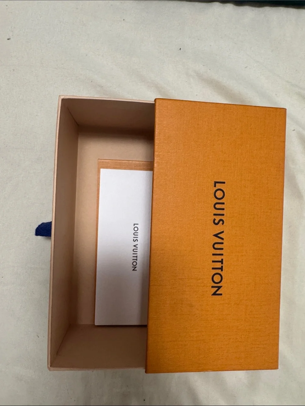Louis Vuitton Navy Sunglasses Case with Orange Box and Cream Dust Bag